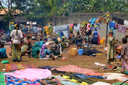Refugees have established a camp on their way to Cameroon