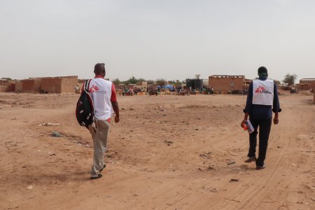 Two MSF workers in the Sahel region. 